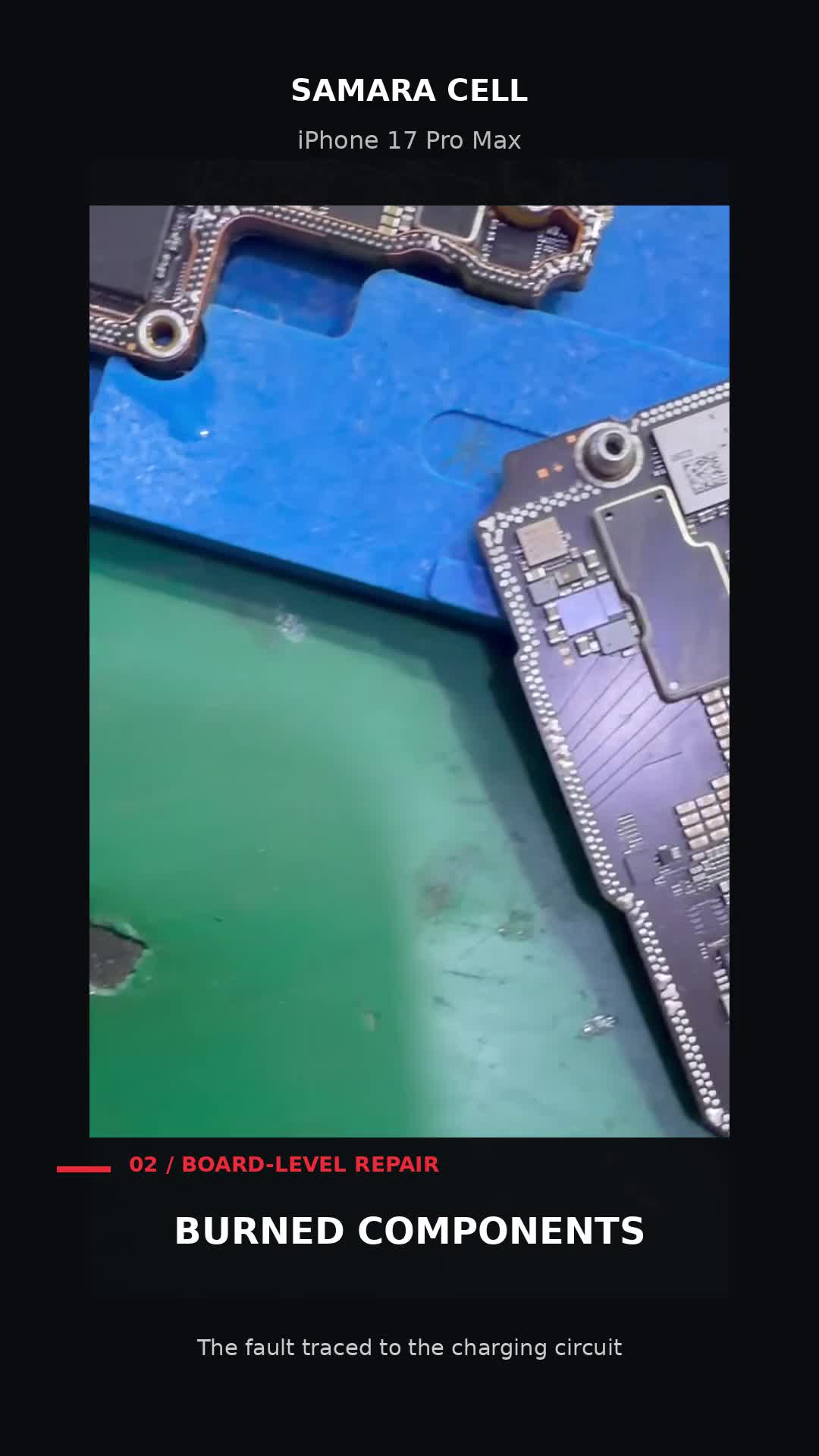 iPhone 17 Pro Max — actual Samara Cell board repair