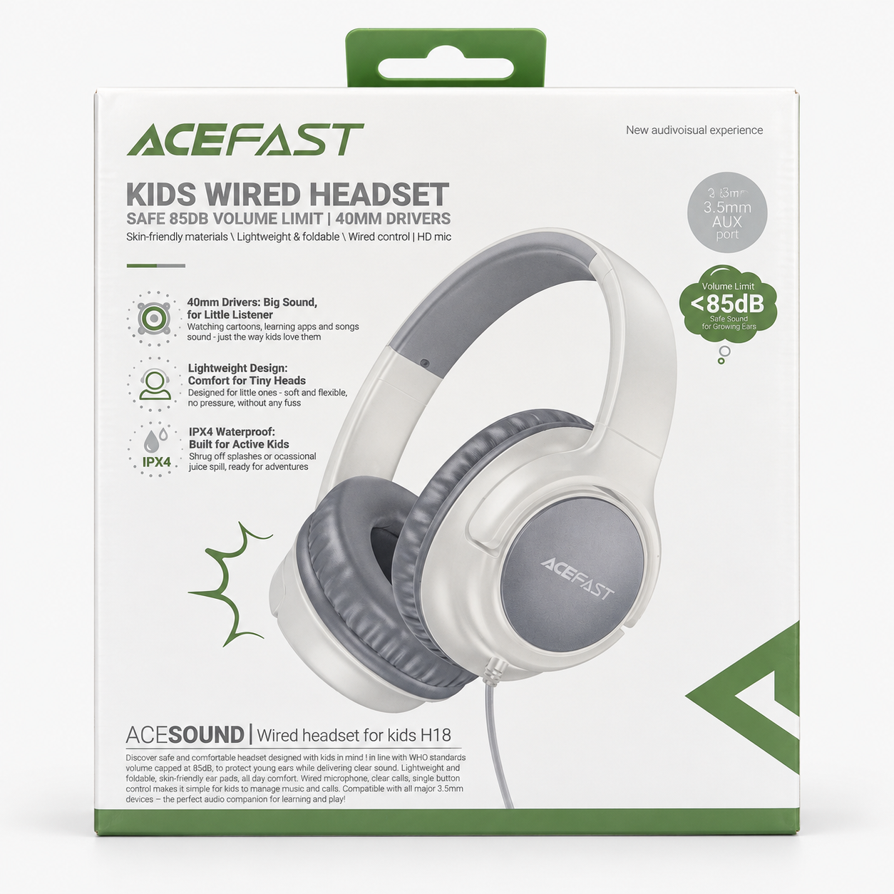 ACEFAST H18 Kids Wired Headset in retail box