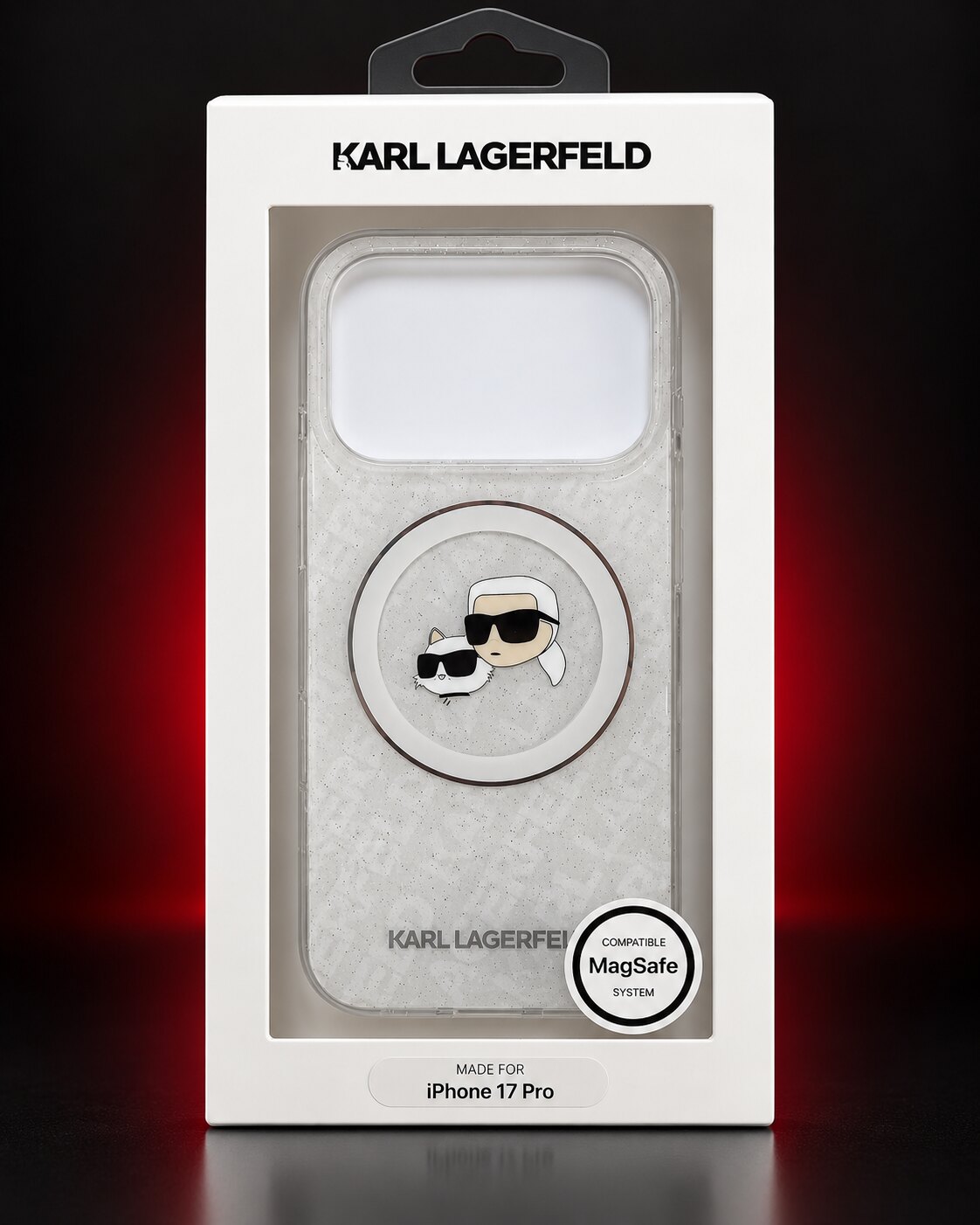 Clear Karl Lagerfeld MagSafe cover for iPhone 17 Pro