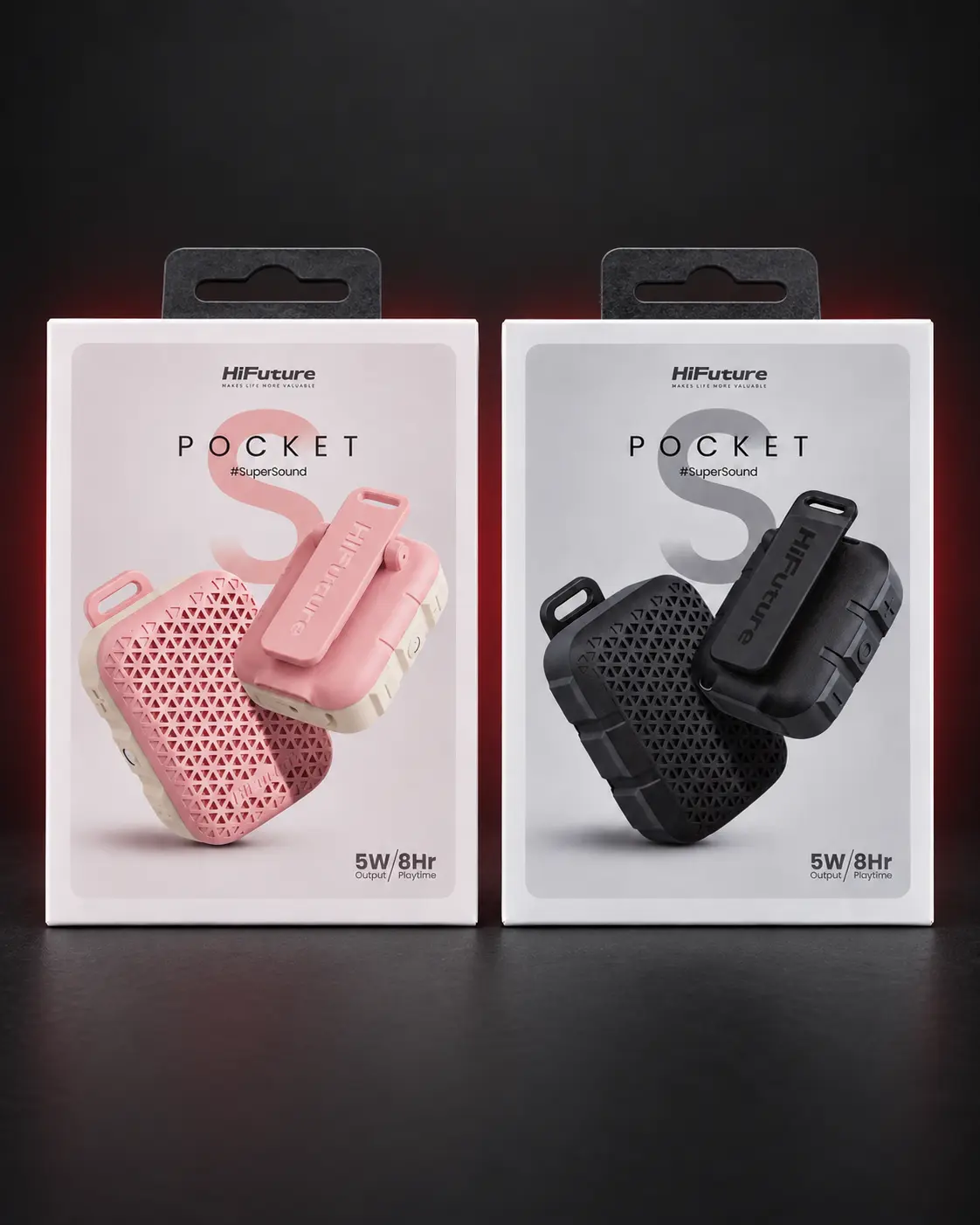 HiFuture Pocket S SuperSound speakers in pink and black