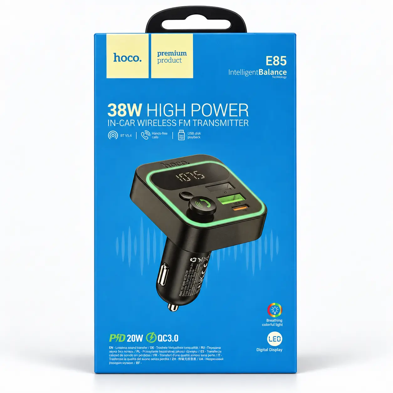 Hoco E85 38W in-car wireless FM transmitter retail box