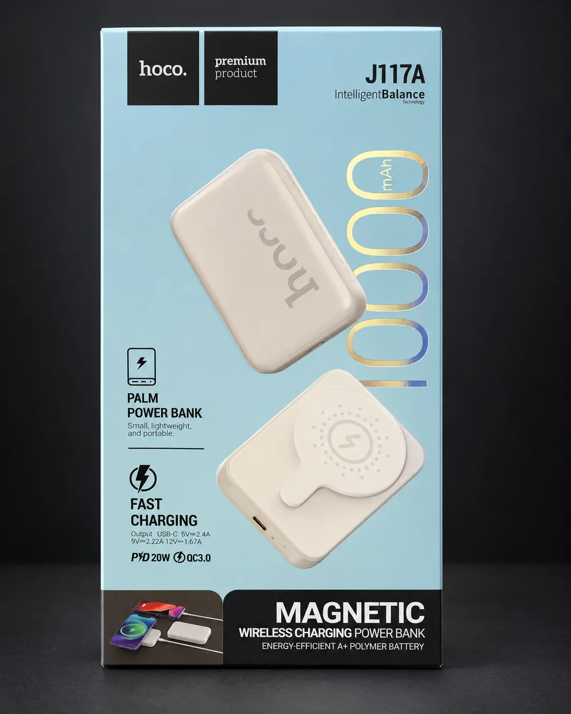 Hoco J117A 10000mAh palm magnetic wireless power bank