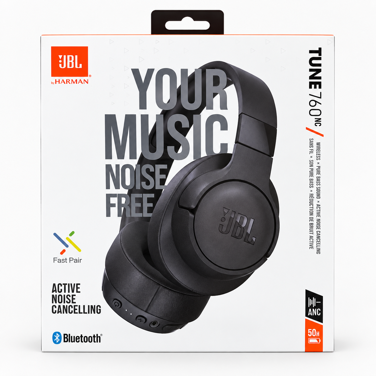 JBL Tune 760NC Wireless Headphones in retail box