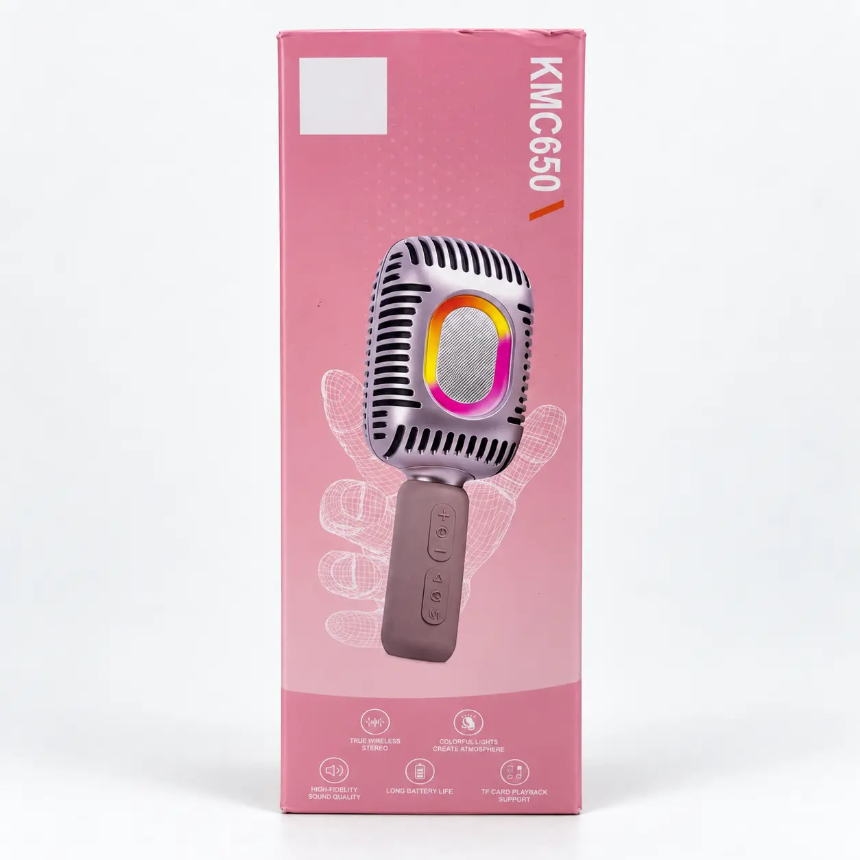 KMC650 pink handheld karaoke microphone retail box