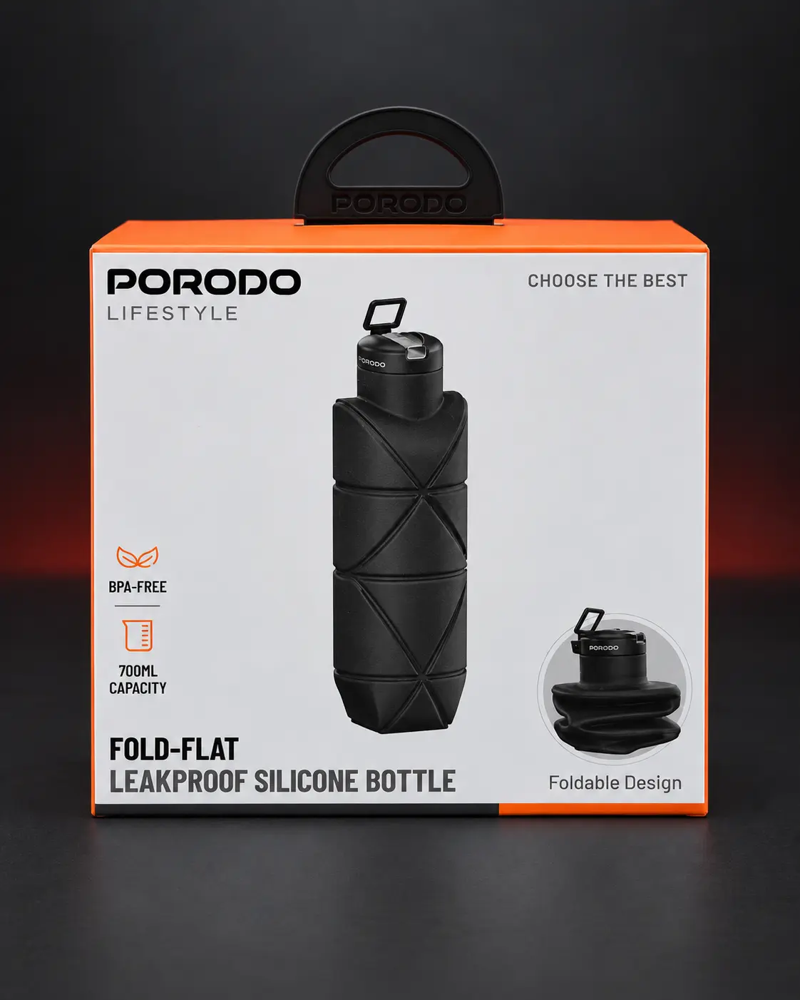 Porodo Lifestyle Fold-Flat Leakproof Silicone Bottle 700ml