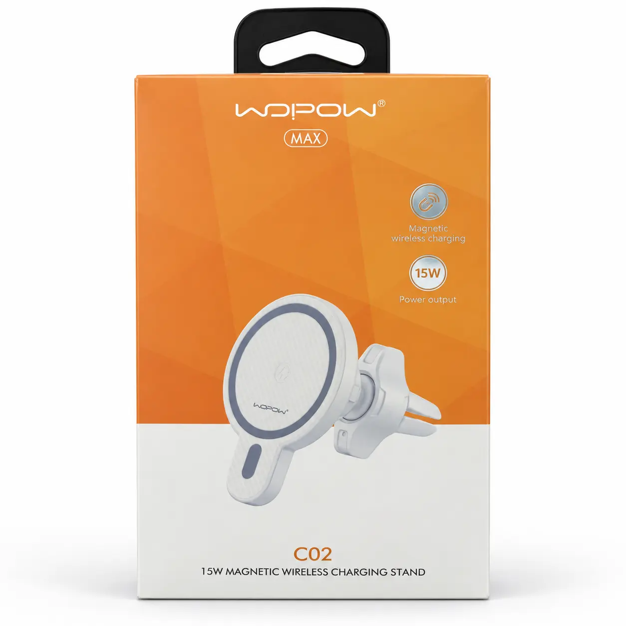 Wopow Max C02 15W magnetic wireless charging car mount retail box