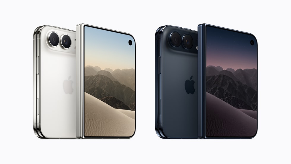 Official Apple image of iPhone Duo in Star White and Night Sky